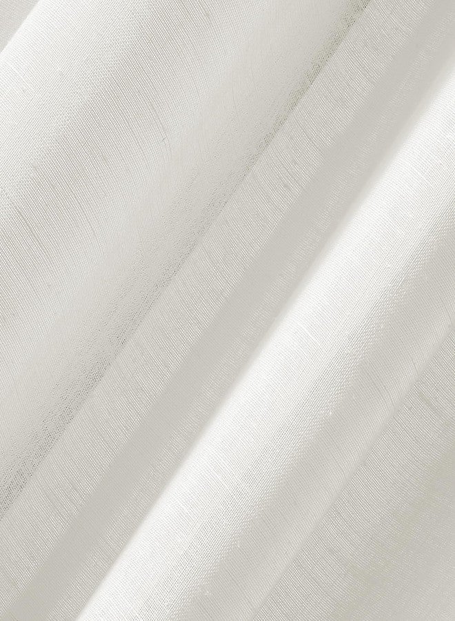 Archaeo Slub Textured Linen Blend Grommet Top Curtain, 52" x 84", Ivory - Image 3